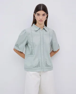 yerse - Bluse mit Halbarm blau - Gr. - XL