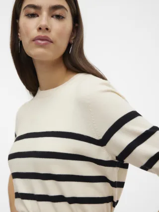VERO MODA - VMSABA PLAIN SS O-NECK PULLOVER GA NOOS birch - Gr. - XL
