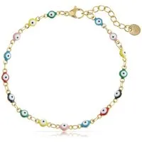 Made by Nami Edelstahlarmband Gold mit Nazar Boncuk Anhängern Perlenarmband aus Chirurg. Edelstahl, 17 + 4 cm Hypoallergen Wasserfester Schmuck Gold Boho Schmuck Damen