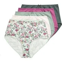 Ulla Popken Slip Maxislips 5er-Pack Blüten/einfarbig