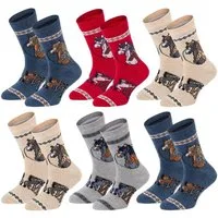 TippTexx 24 Socken 6 Paar bunte Kindersocken, sanfte Baumwolle, für Mädchen & Jungen (6 Paar) handgekettelte, weiche Naht