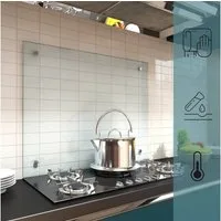 Melko Küchenrückwand Glasrückwand Herdspritzschutz Sicherheitsglas inkl. Montagematerial, (Stück), ESG Sicherheitsglas