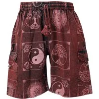 Guru-Shop Relaxhose Ethno Yogashorts, stonewash Shorts aus Nepal -.. Hippie, Ethno Style, alternative Bekleidung