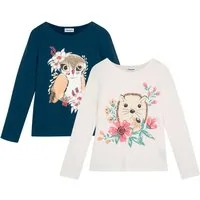 bonprix Langarmshirt (Packung, 2-tlg) Regular Fit, mit Print, aus Baumwolle, im 2er-Pack