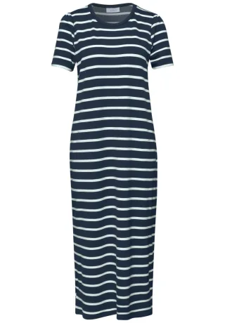 Street One - T-Shirt-Kleid in Midi-Länge blau/weiß - Gr. - 34