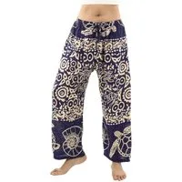 PANASIAM Loungehose exotische Relaxhose aus 100% Viskose Unisex Wellnesshose Sommerhose Freizeithose leichte Stoffhose Haremshose Schlupfhose mit Gummibund