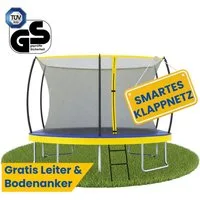 Zero Gravity Gartentrampolin 305x213/366x244/457x366 cm, Ovales Trampolin inkl. Leiter, Ø 305 cm, Trampolin Outdoor Komplett-Set, TÜV GS, Smarter & schneller Netzabbau