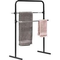 bremermann Handtuchhalter Stand-Handtuchhalter freistehend, 2 Stangen, Handtuchständer, schwarz