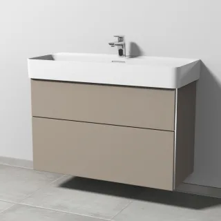 Sanipa 3way Waschtischunterbau zu Laufen VAL Waschtisch mit 2 Auszügen, Sandgrau-Matt BS82467