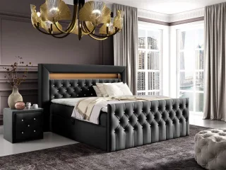 Boxspringbett Schlafzimmerbett SEVRA Nr.2 180x200cm in Elisa Velvet Schwarz