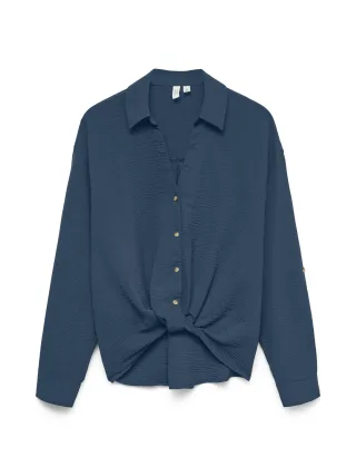 VERO MODA - VMIZZY LS DETAIL SHIRT WVN BTQ GA Dark Denim - Gr. - XS