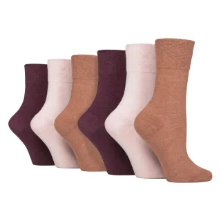 6er-Pack Damen Baumwollsocken für Diabetiker ohne elastischen Bund mit nahtloser Zehenpartie