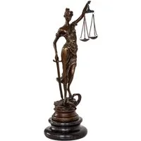 Aubaho Dekoobjekt Bronzeskulptur Justitia Justizia Bronzefigur Bronze Figur Skulptur Ant