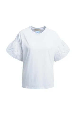 Smith&Soul - Boxy T-Shirt Broderie Anglaise white - Gr. - XL