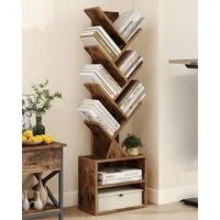 VASAGLE Bücherregal Baumform, Standregal, Aufbewahrungsregal, Eckregal platzsparend, 2 Fächer, 20,3 x 38 x 123,2 cm