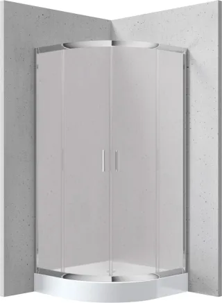 Neuesbad Set: Chrom halbrund Duschkabine Graphit Glas + Duschwanne 90X90CM NB1DEKYPZ651K1