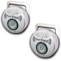 Pest Reject® Ultraschall-Tierabwehr Pest Reject Pro Insektenvertreiber, Spar-Set 2-tlg., 1er oder 2er Pack, Keine Chemie bis zu 200m2 mit Nachtlicht für die Steckdose