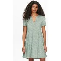 ONLY Sommerkleid ONLZALLY – Sommerkleid mit V-Ausschnitt und Stufenvolant regular fit, feminin, Jersey, Viskose, V-Ausschnitt