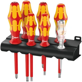 Wera 160 i/165 i/7 Rack Schraubendrehersatz Kraftform Plus Serie 100 + Phasentester + Rack, 7-tlg - 05006148001