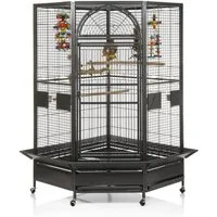 Montana Cages Vogelkäfig Eckkäfig DENVER - Eckvoliere XXL, Papageienkäfig, Papageienvoliere, Anthrazit
