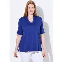 Ulla Popken T-Shirt Shirt A-Linie Kelchkragen Halbarm Pima Cotton