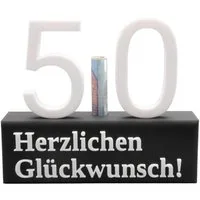 TSB Werk Geschenkbox 50. Geburtstag Geschenk Jubiläum 50 Hochzeit, Geschenkidee, Zahlenständer, Fünfzig
