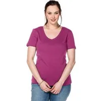 Sheego T-Shirt T-Shirt Kurzarm aus fein gerippter Qualität