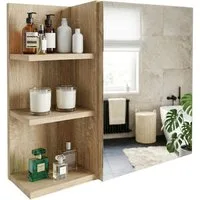 TREND WERK Spiegelschrank Badezimmer mit Ablage & Stauraum (59×16×50 cm Hängender Badezimmerschrank zur Wandmontage mit Regal) – modern & pflegeleicht
