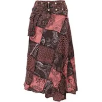 Guru-Shop Minirock Wickelrock, langer Rock mit Druckknöpfen, Boho.. alternative Bekleidung