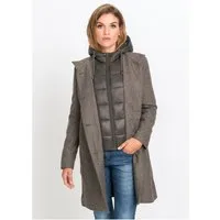 bonprix Kurzmantel 2-in-1-Optik durch Steppjackeneinsatz mit Kapuze