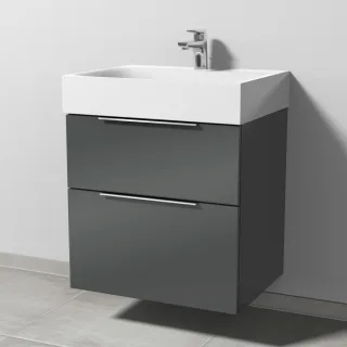 Sanipa 3way Waschtischunterbau zu Kaldewei Silenio Waschtisch mit 2 Auszügen, Anthrazit-Glanz UF45579