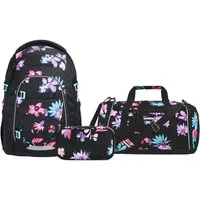 coocazoo Schulranzen Schulrucksack-Set MATE Floral Artnight 3-teilig (3-teilig), ergonomisch, Körpergröße: 135 - 180 cm, Easy-Grow-System