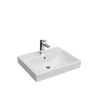 VitrA New Integra Square Waschtisch unterbaufähig mit Hahnloch mittig Weiß Hochglanz,7895B003-0001 7895B003-0001
