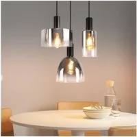 Nettlife Pendelleuchte 3/4 rauchgrauem Glas E27 Fassung Industrielle Hängeleuchte, Höhenverstellbar, LED wechselbar, Pendellampe für Wohnzimmer Küche Esszimmer