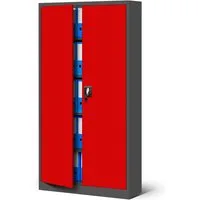 Jan Nowak Aktenschrank Metall Büroschrank abschließbar 90 cm JAN 4 Böden Stahl (Pulverbeschichtet 0,6 mm Wandmontage möglich PZH-zertifiziert) Ordnerschrank 50 Ordner Schloss 2 Schlüssel robust 13 Farben