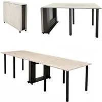 Rodnik Esstisch Maxi (mit Rollen, vormontiert, für bis zu 12 Personen, Tisch ausklappbar bis 275 cm), klappbarer 5-in-1 platzsparender Multifunktionstisch