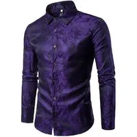 Allthemen Langarmhemd Herren Paisley Freizeithemd mit floralem Muster dünnes Sommerhemd