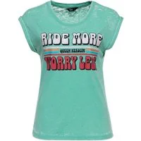 QueenKerosin Print-Shirt Ride More Worry Less (1-tlg) 70s-Style Statement-Print