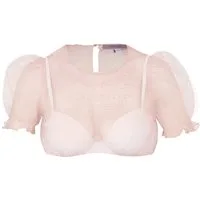 MarJo Dirndlbluse Dirndlbluse Kochel Kurzarm Puffarm flamingo