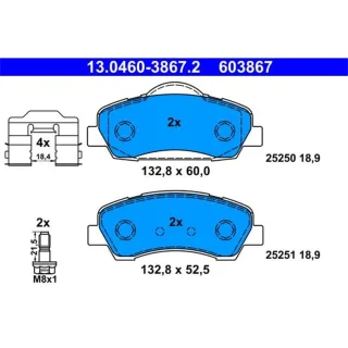 ATE Bremsbel?ge vorne Citroen C-Elysee C4 Peugeot 301