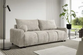 Sofa 3-Sitzer mit Schlaffunktion GIANA Stoff Soft Beige