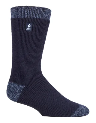 Wärmehalter - Herren extra dicke Thermosocken für den Winter | Warme flauschige Fleece isolierte Socken | Geschenke für Männer - Navy / Denim Ferse & Spitze (Berlin)