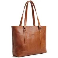 SID & VAIN Umhängetasche echt Leder Handtasche Schultertasche braun SKYLAR, Shopper Echtleder für Damen, Schultertasche vintage-hellbraun