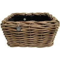 Van der Leeden Blumentopf 49x37x30cm Rattan Weide Sylter Korb Drypot 27L (Stück, 1 St., Packung), Indoor & Outdoor, Rechteckig, 27 L, Naturprodukt, Kunststoffeimer