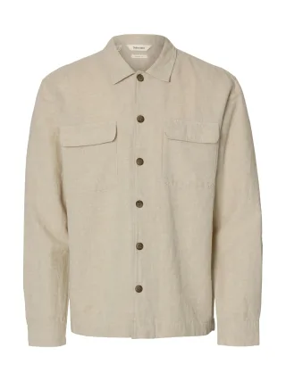 SELECTED MEN - SLMOTTO LEROY LINEN BLEND OVERSHIRT NOOS Pure Cashmere - Gr. - S