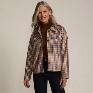 Hemdjacke Wool Touch Gemustert für Damen, Damen, size: regular, Elfenbein, Polyester, by Lands' End