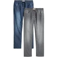bonprix Schlupfjeans (Packung, 2-tlg., 2er) klassischer Schnitt, aus reiner Baumwolle, mit Washed-Effekt