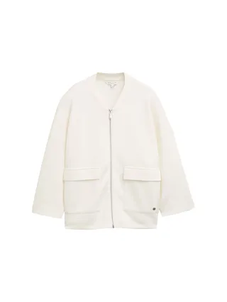 Tom Tailor - Sweatjacke aus Scuba whisper white - Gr. - L