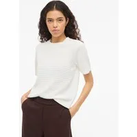 Vila Kurzarmpullover VILOLLO O-NECK S/S DETAIL KNIT TOP- NOOS