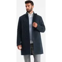 OMBRE Wintermantel Herrenmantel mit asymmetrischem Verschluss und hohem Kragen